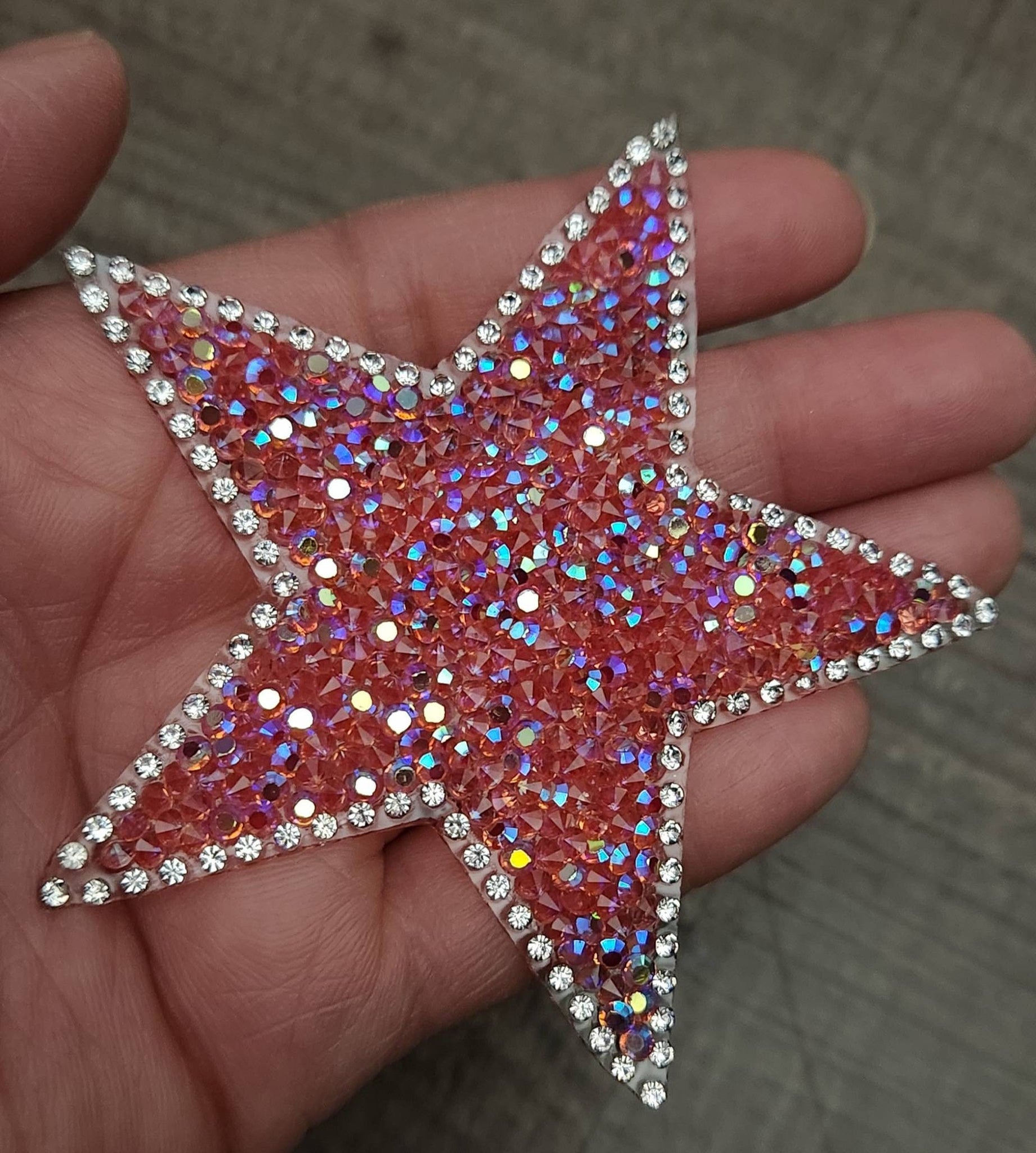 New, Hot Pink AB Rhinestone Star Bling Patch, Size 3, Cool
